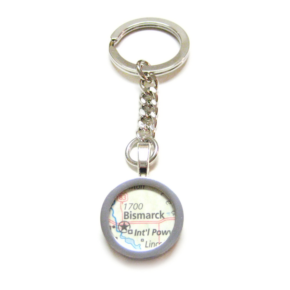 Bismarck North Dakota Map Pendant Keychain